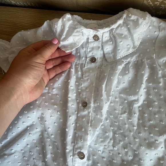 Martina Charlotte Girls Babydoll White Buttondown Shirt Dress - Picture 2 of 5